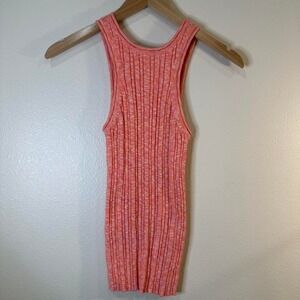 Anthropologie Orange Pink knit tank top size small